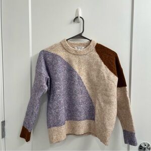 Madewell Colorblock Sweater - Cream, Purple, Brown